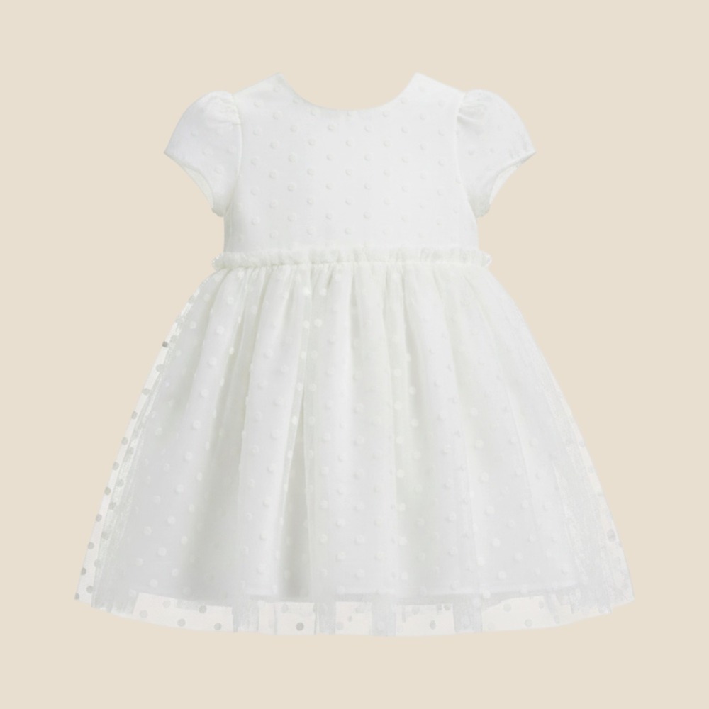 Carters Baby Girls 12M White Swiss Dot Tulle Party Dress with Diaper Cover NWT